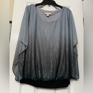 Dress Barn - Sparkly Ombre 3/4 Sleeve Blouse